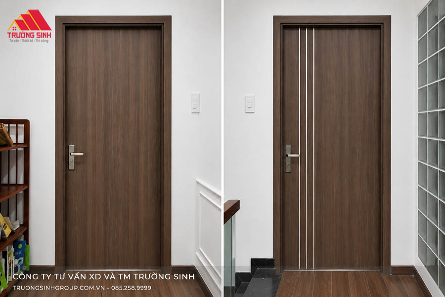 Mẫu cửa Composite phòng ngủ vân gỗ